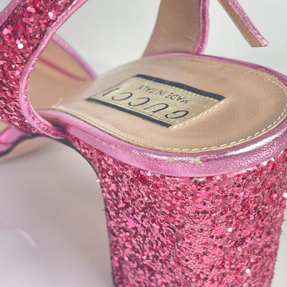 Gucci Horsebit Glittered Sandals - Pink | Women's 37.5 or US 7 - Picture 7 of 12